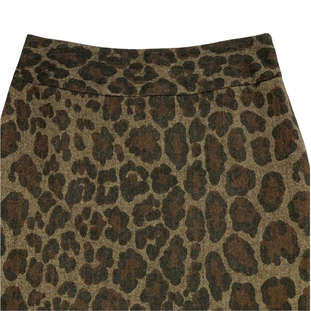 Wool Blend Leopard Pencil Skirt